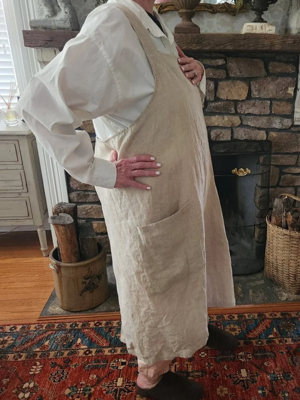 Vikolino Linen Cross Back Pinafore Apron