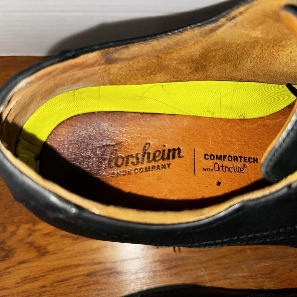 Florsheim Men's Shoes Black‎ Leather Lace Comfortech Ortholite Sz 9D Plain Toe