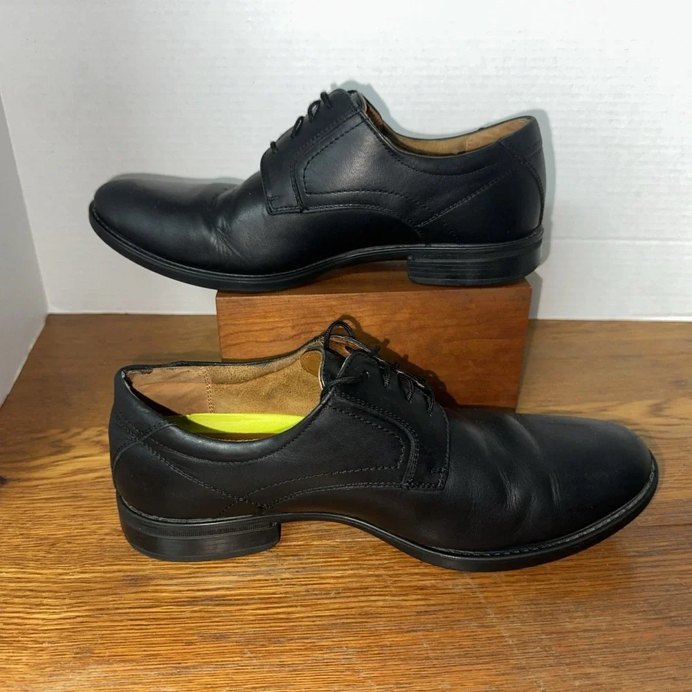 Florsheim Men's Shoes Black‎ Leather Lace Comfortech Ortholite Sz 9D Plain Toe
