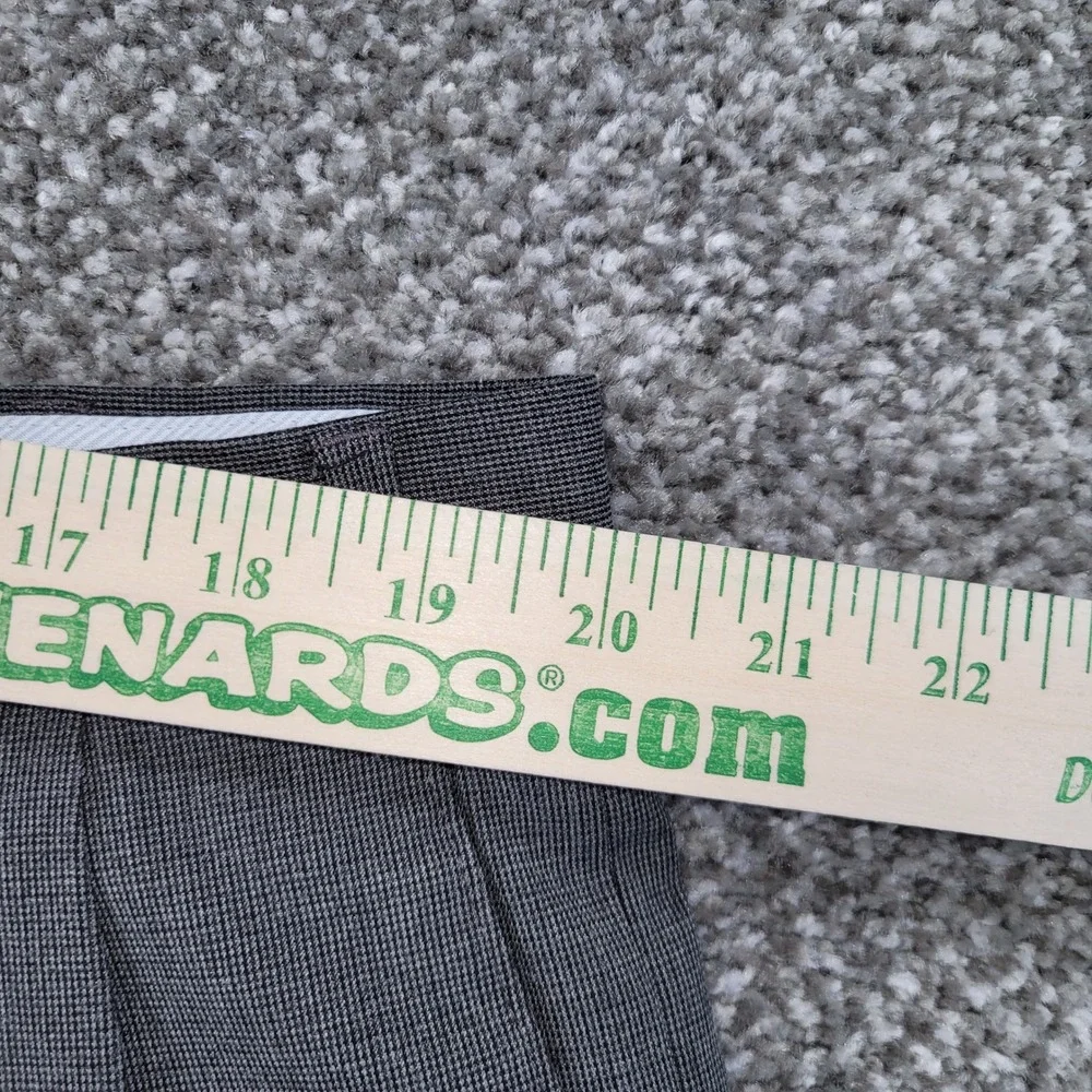 Ralph Lauren Mens 40x32 Grey Pleated Cuffed Dress Pants Stretch Micro Pattern