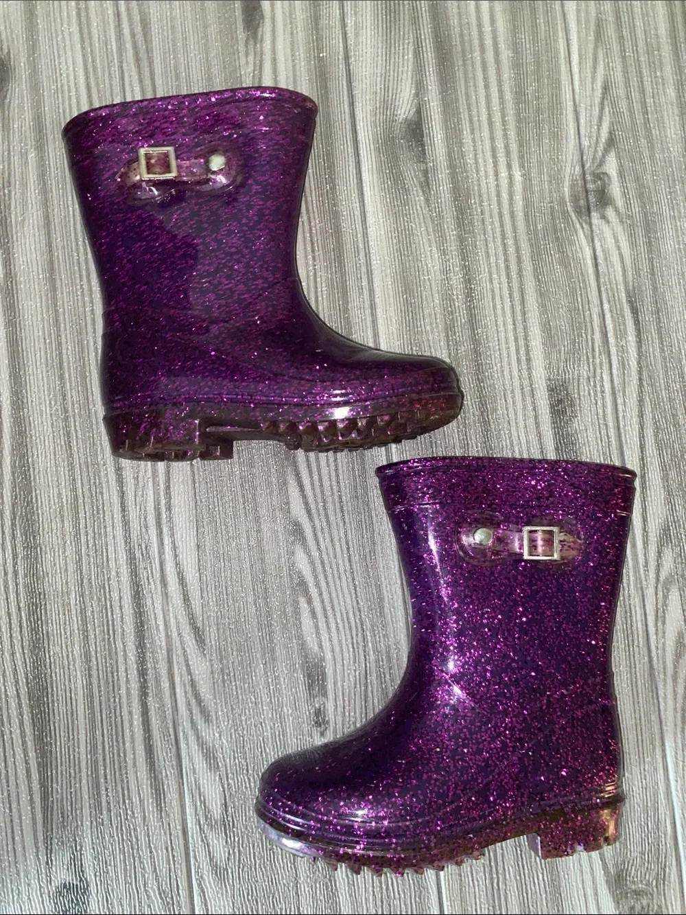 Kids Purple Glitter Rain Boots