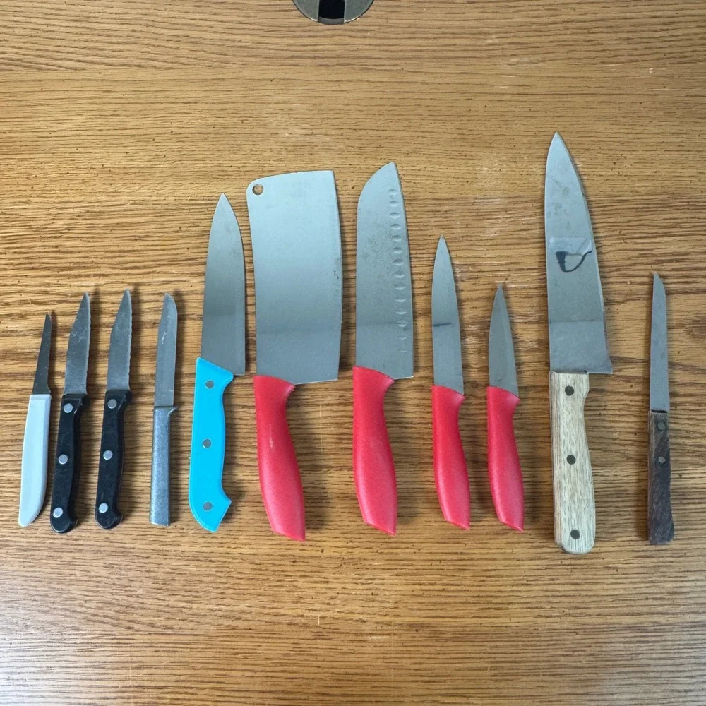 11pc Mixed Kitchen‎ Knife Set Stainless Steel Cleaver Chef Santoku Paring Steak
