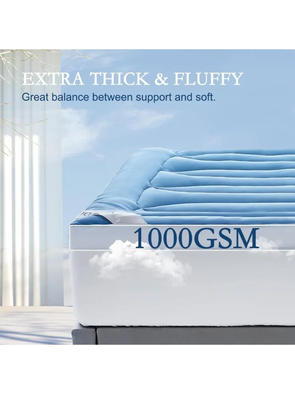 Cooling Queen Size Mattress Topper - Soft Quilted Bed Pad for Hot Sleepers