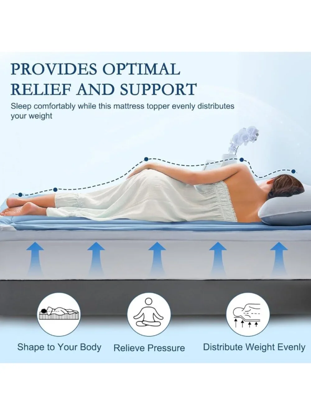 Cooling Queen Size Mattress Topper - Soft Quilted Bed Pad for Hot Sleepers