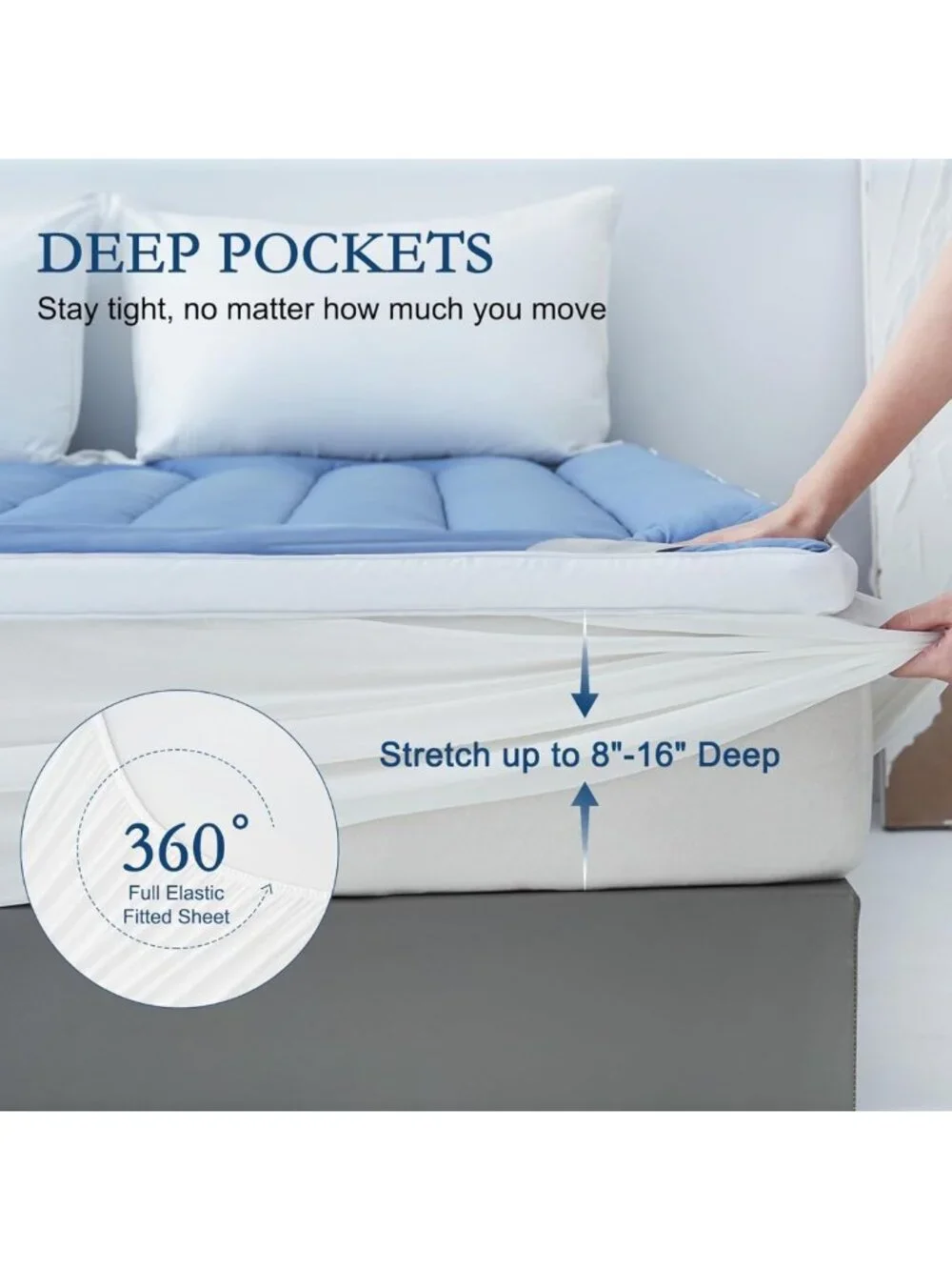 Cooling Queen Size Mattress Topper - Soft Quilted Bed Pad for Hot Sleepers