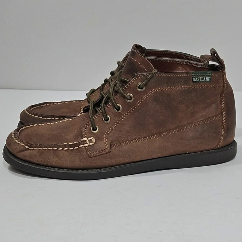 Eastland Seneca Camp Brown Leather Moc Toe Lace Up Classic Chukka Ankle Boot
