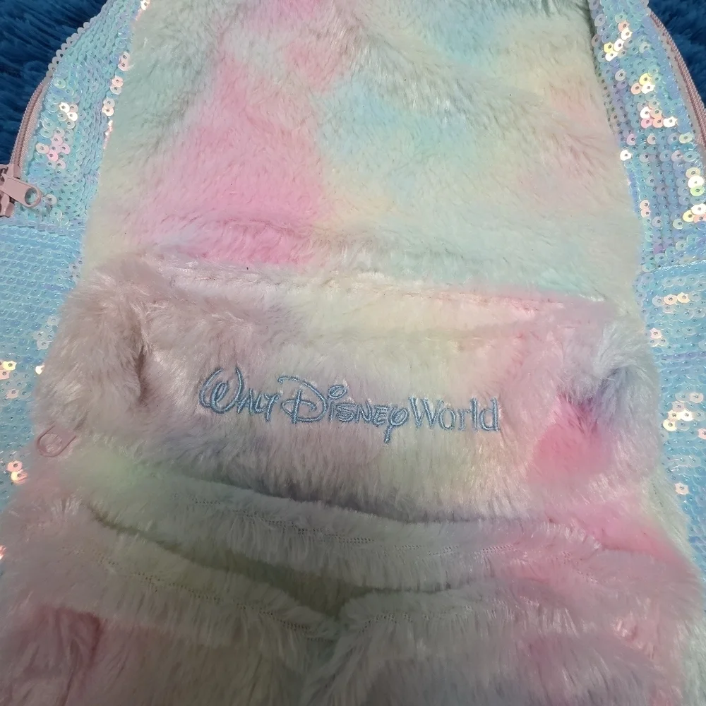 Walt Disney World Pastel Plush Backpack With Minnie Bow