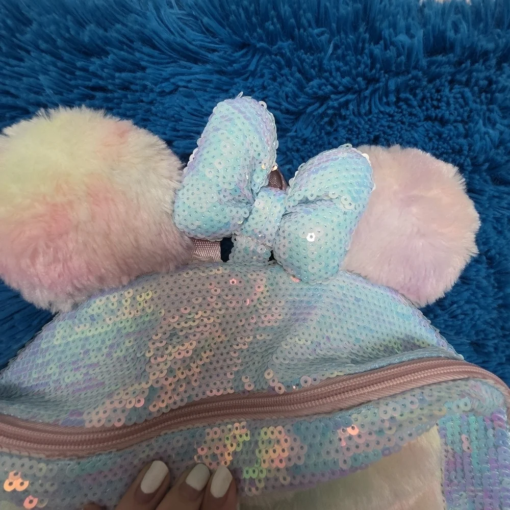 Walt Disney World Pastel Plush Backpack With Minnie Bow