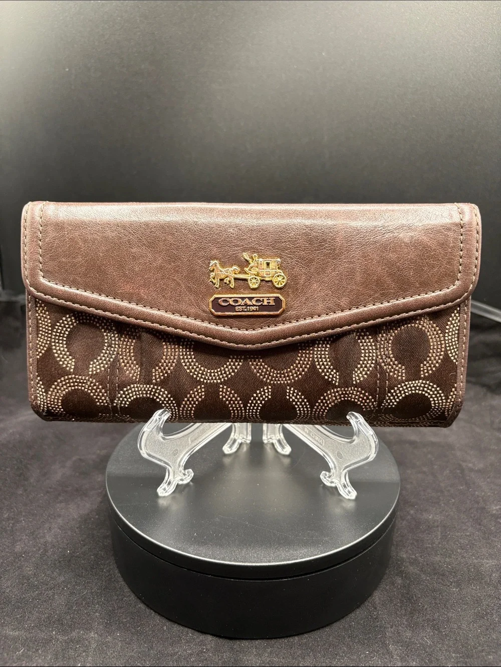 Coach Madison Op Art Dotted Trifold Wallet