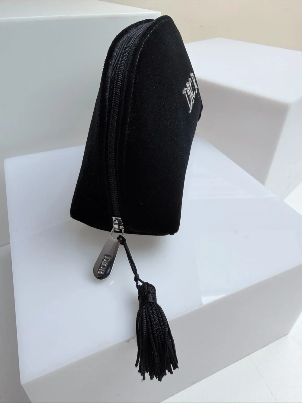 Mini Dior Beauty Bag In Black Velvet