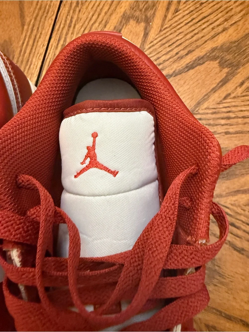 Nike Red and White Kids Low-Top Jordan Sneakers