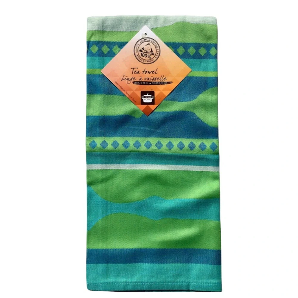 Safdie & Co. Egyptian Cotton Tea Towel, Green/Blue