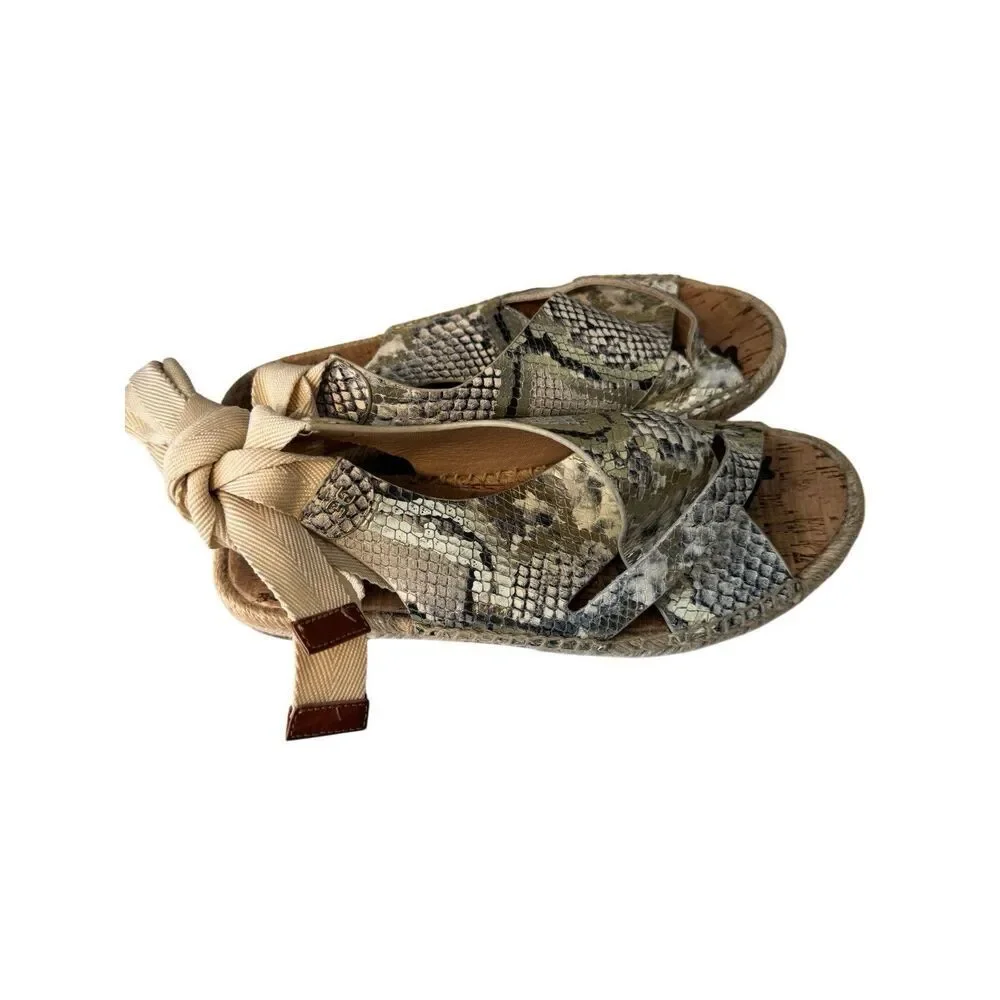 Sam Edelmans Snake pattern sandals Tie Up Leg Grey Alisha Tie Sling Back