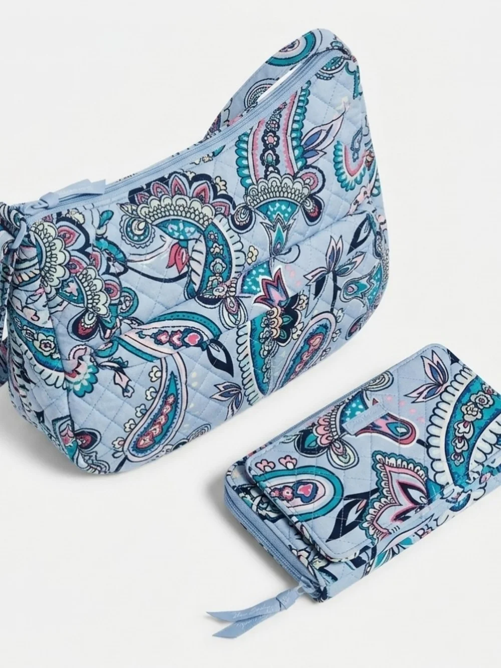 Vera Bradley Quilted Paisley Crossbody Bag and Wallet - Blue Paisley