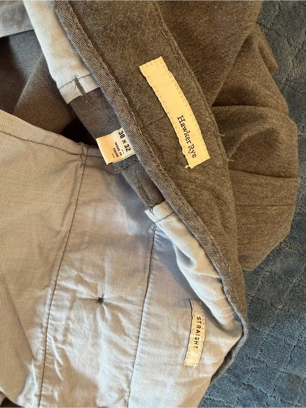 Hawker Rye Straight Fit Pants 38x32 Heather Grey Stretch Chino