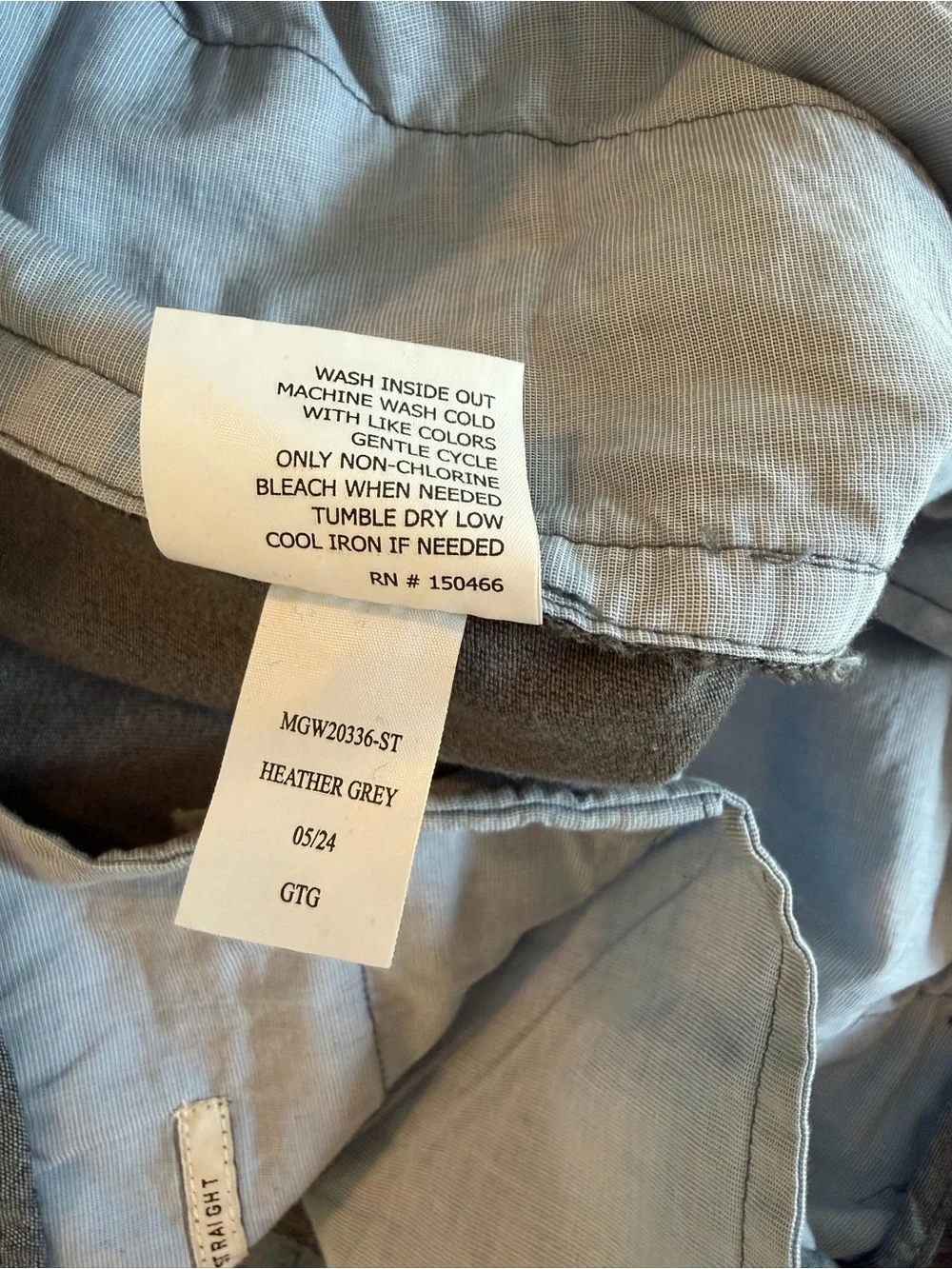 Hawker Rye Straight Fit Pants 38x32 Heather Grey Stretch Chino