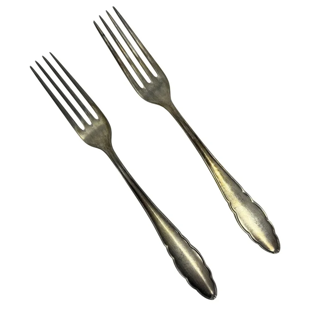 2 Vintage Salad Forks Henckles Solingen Zwillingswerk Silverplate Flatware