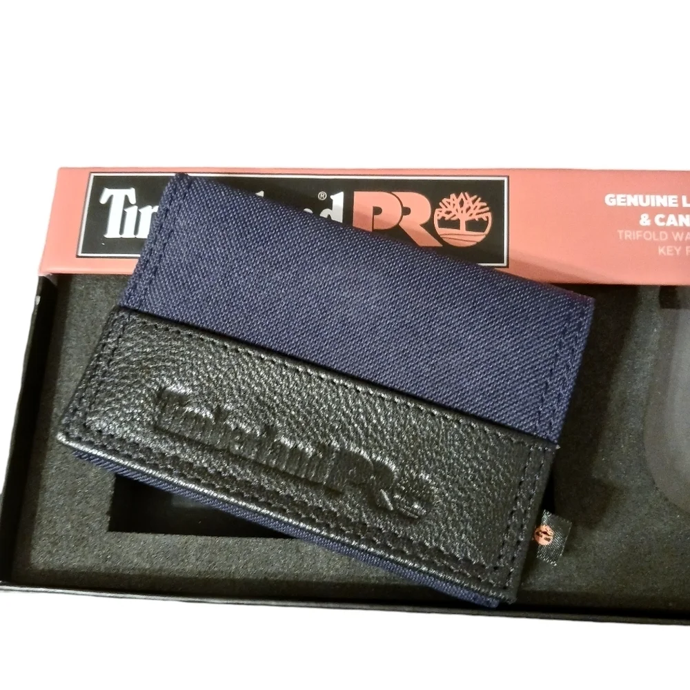 Timberland Pro Leather & Canvas Wallet - New - Blue & Black