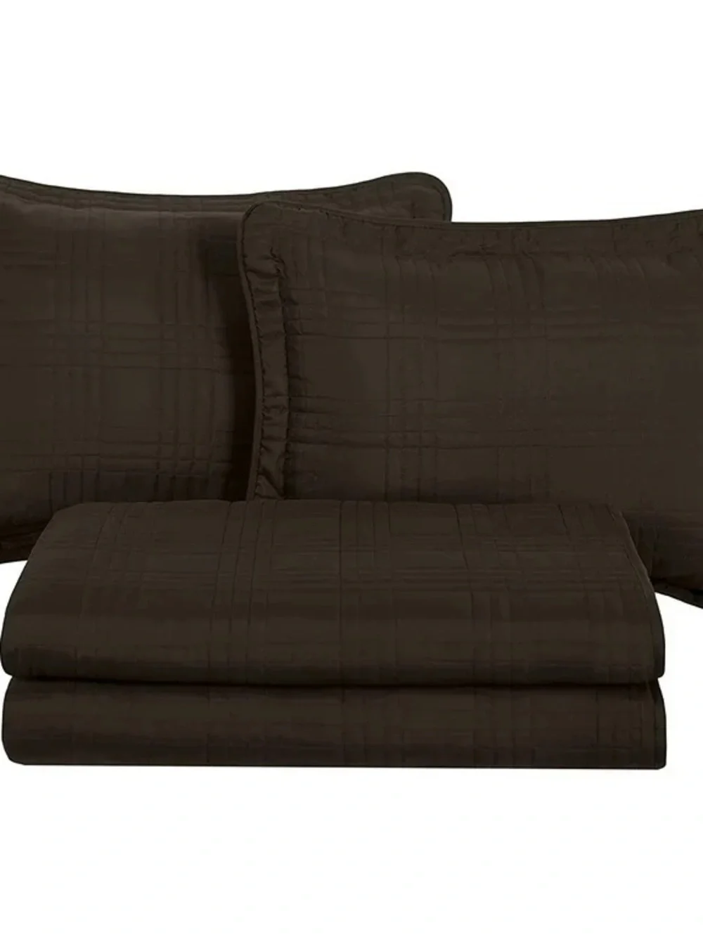 Queen 3 piece Chocolate Brown Quilted Bedspread Set