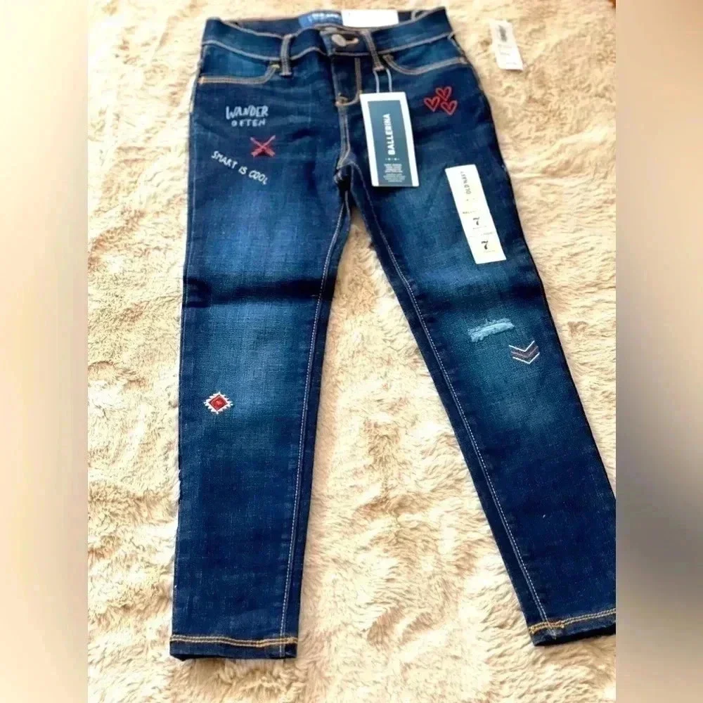 GIRLS OLD NAVY BALLERINA EMBELLISHED JEANS NWT SZ 7