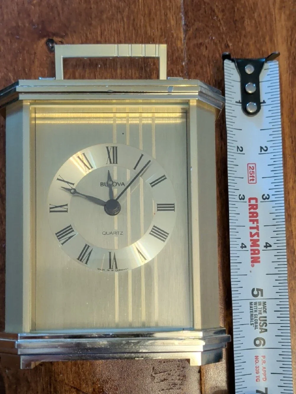 Vintage Bulova Gold Accent Carriage Mantel Clock Made In West Germany