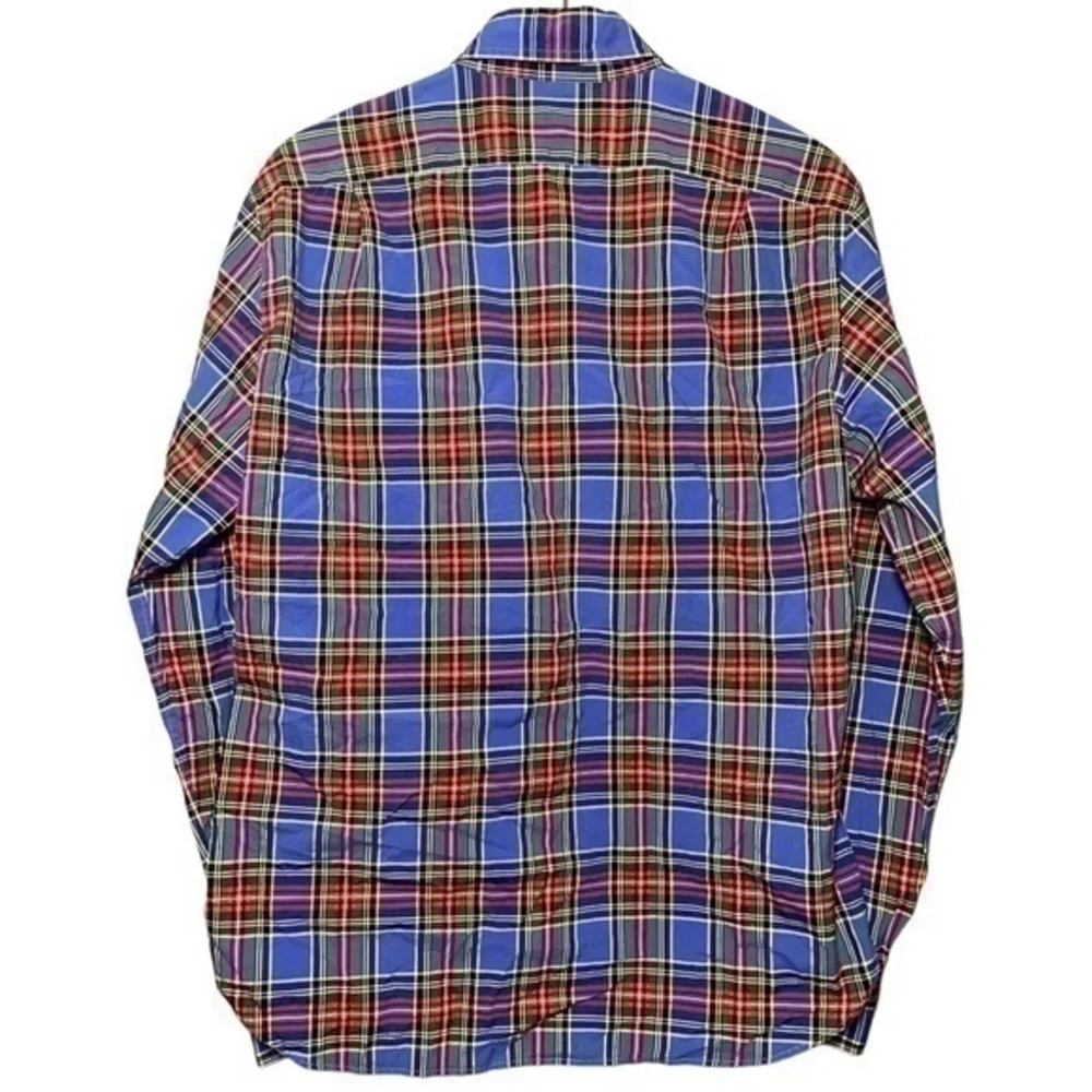 J. Crew Men’s Size M Blue Red Plaid Cotton Slim Button Down Shirt