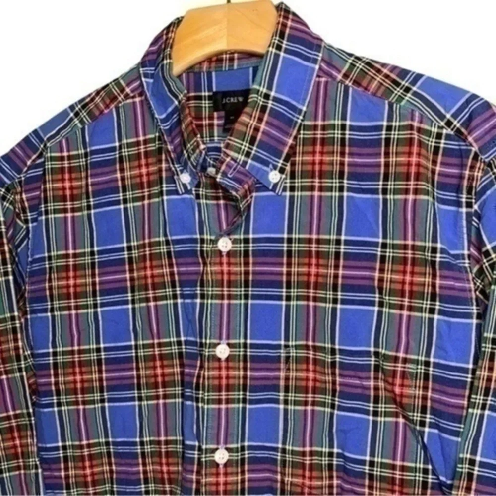 J. Crew Men’s Size M Blue Red Plaid Cotton Slim Button Down Shirt