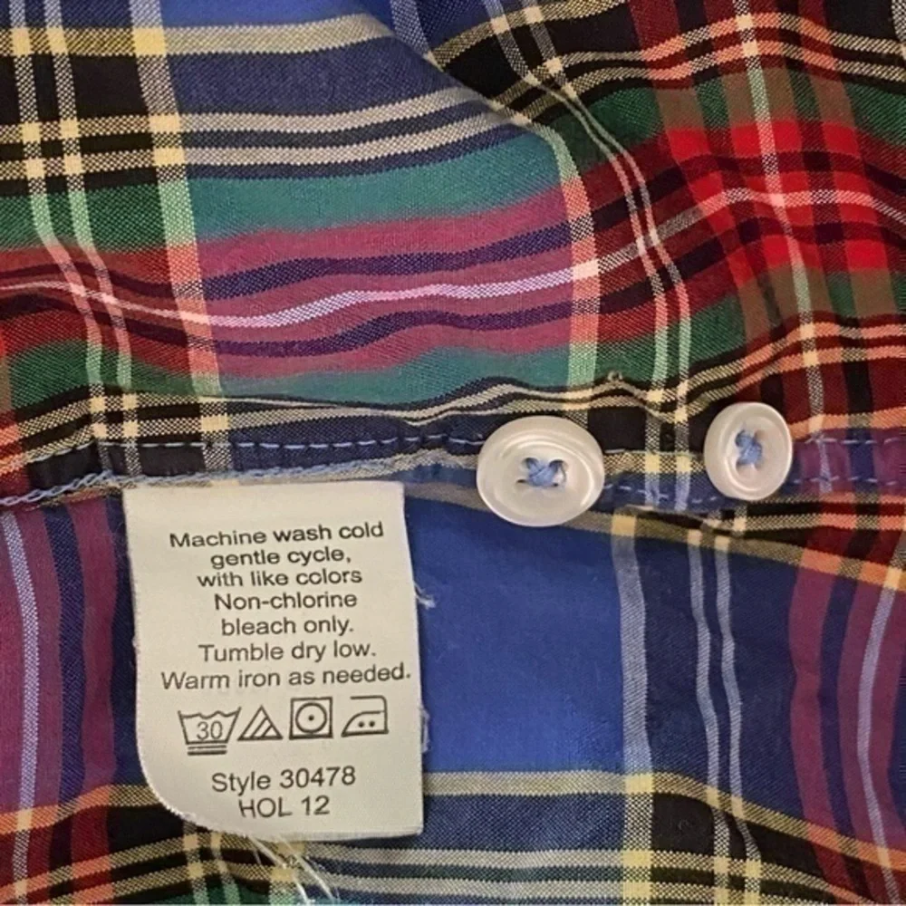 J. Crew Men’s Size M Blue Red Plaid Cotton Slim Button Down Shirt