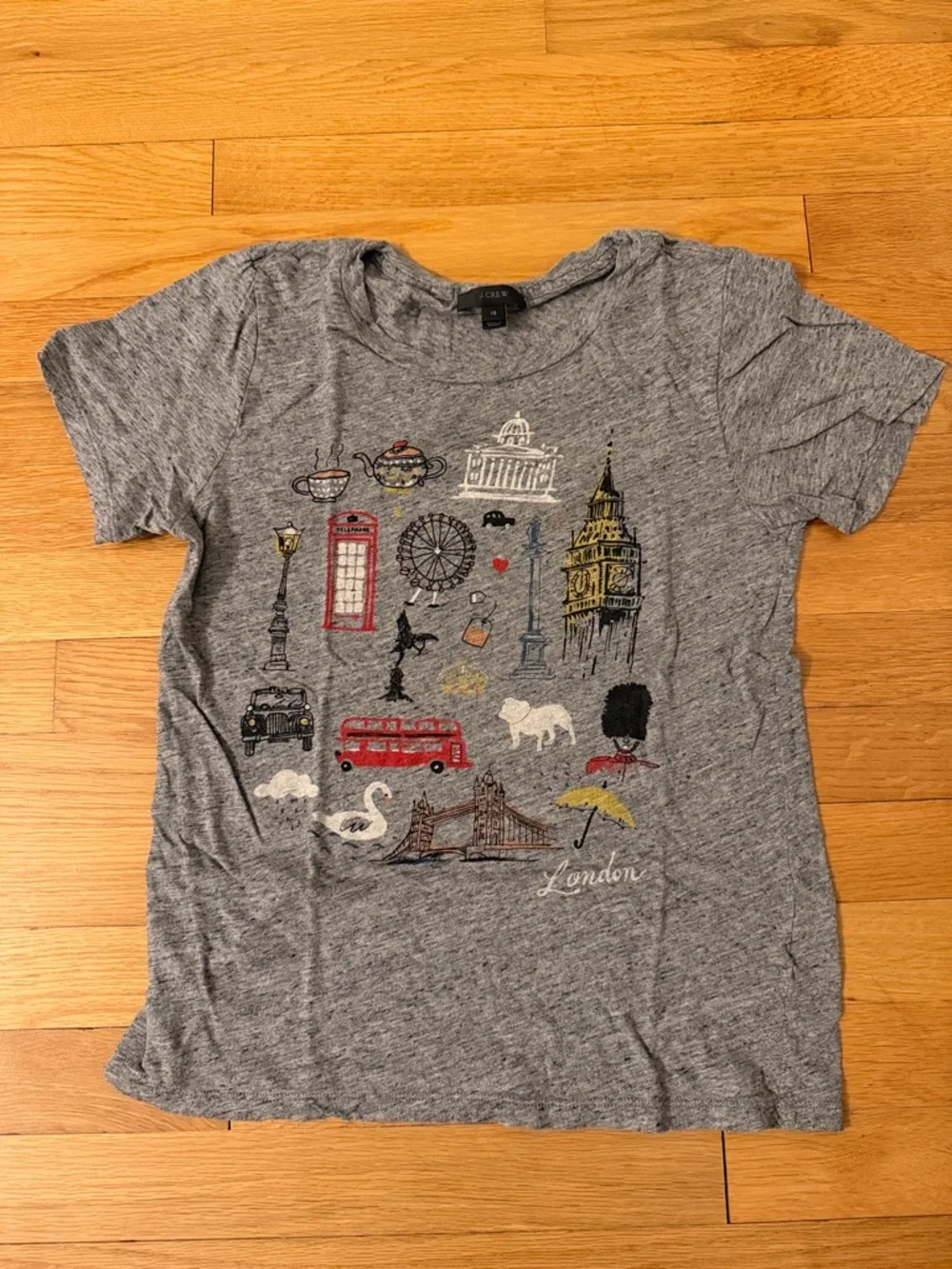 J. Crew Gray Short Sleeve Tee with London Graphic