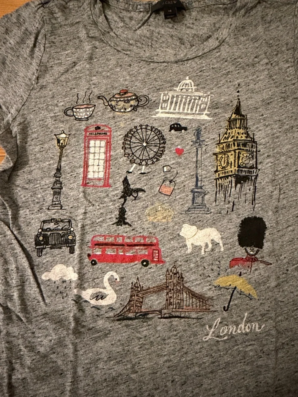 J. Crew Gray Short Sleeve Tee with London Graphic