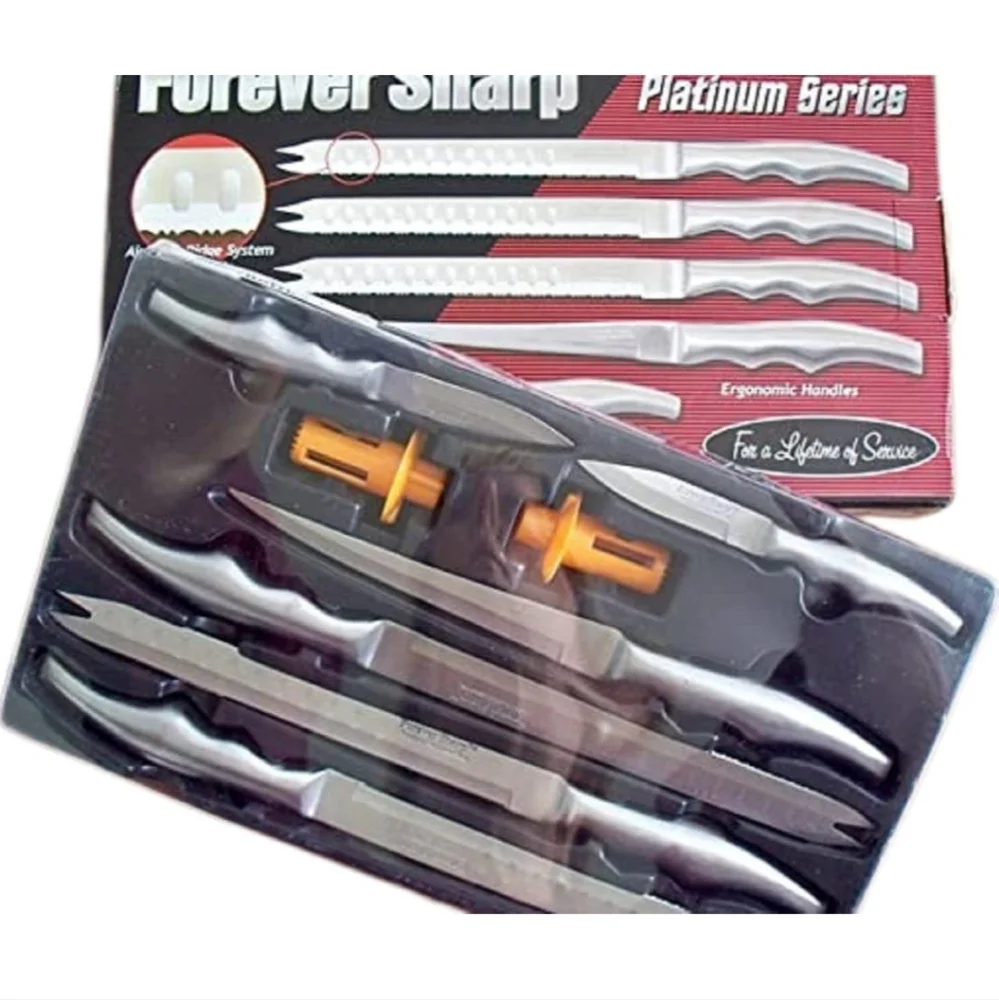 FOREVER SHARP PLATINUM SERIES 8 PC SURGICAL STAINLESS STEEL CULINARY KNIVES SET
