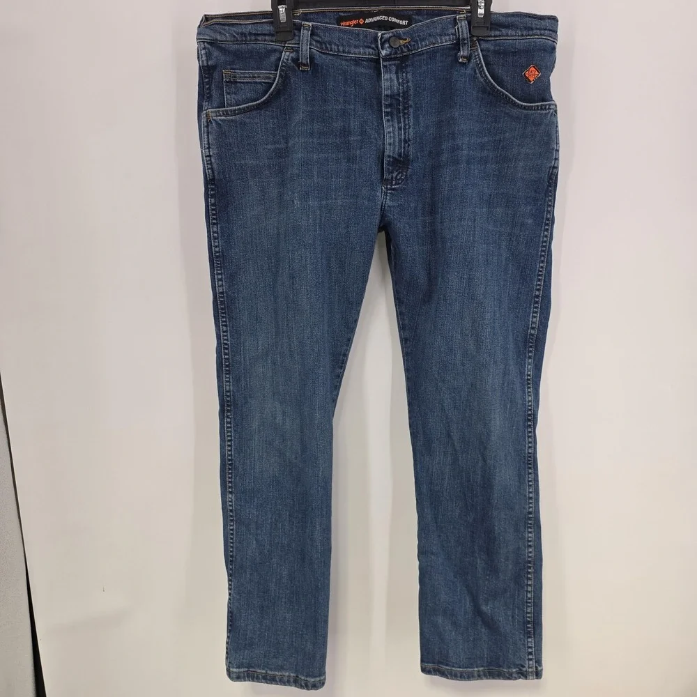 Wrangler Advanced Comfort Jeans Men 40x30 Blue Medium Wash Straight‎ Stretch