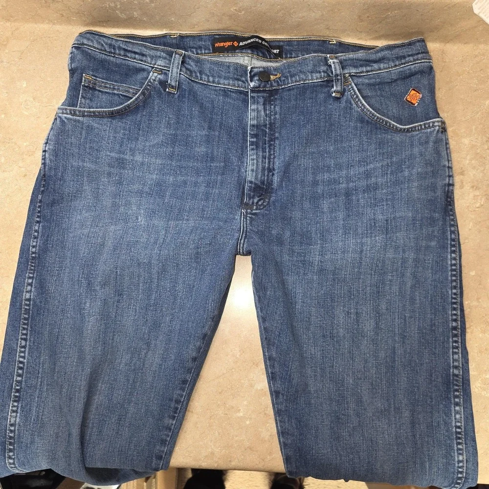 Wrangler Advanced Comfort Jeans Men 40x30 Blue Medium Wash Straight‎ Stretch