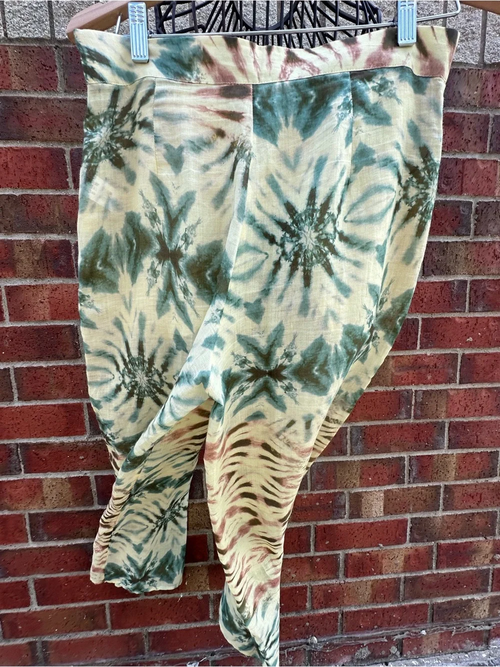 Zara Palazzo-Style Pants Sheer Wide Leg Swimwear Cover-up Trouser Beachy Tie-Dye