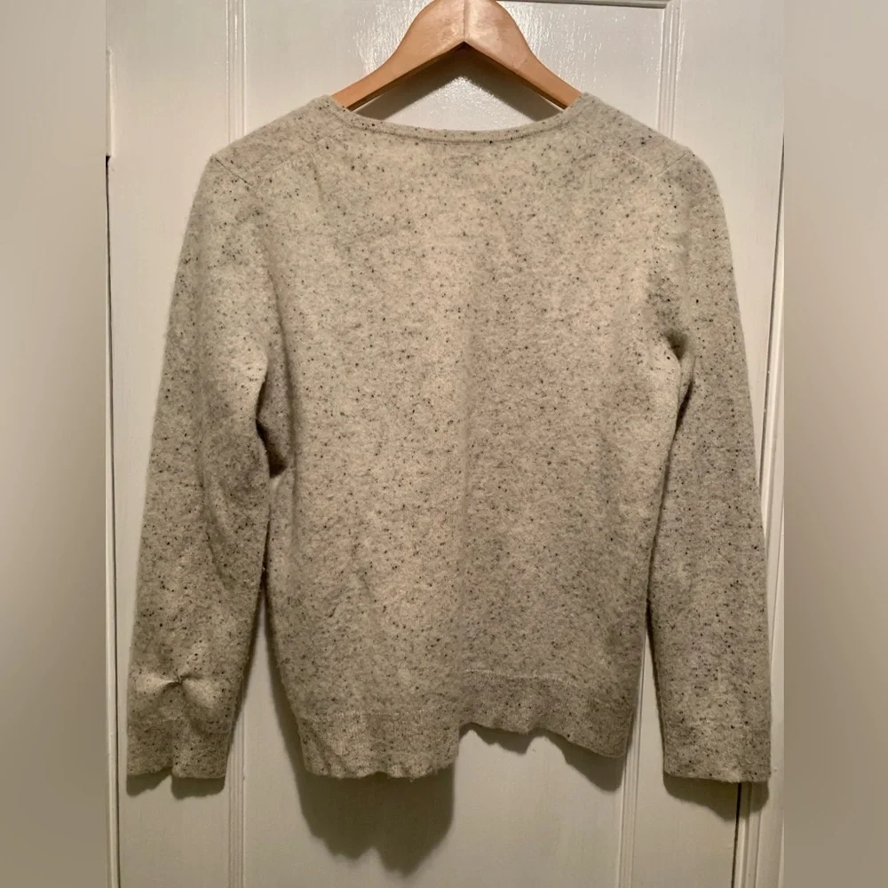 Charter Club Luxury 100% Cashmere V-Neck Sweater in Oatmeal Speckled Knit L