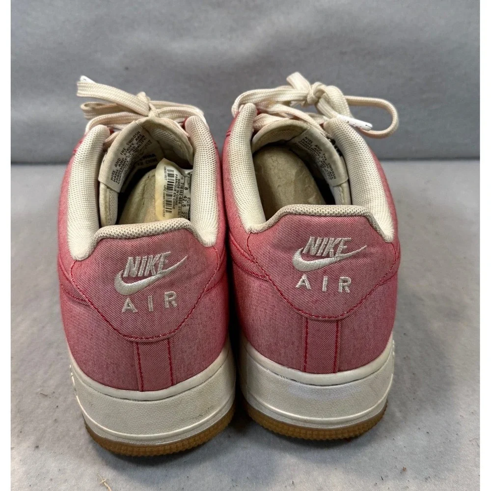 Nike Air Force 1 Low Red Canvas Denim Gum Sole Mens 9 718152-604