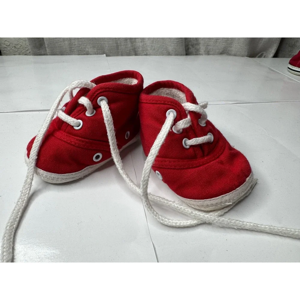 Gold Bug Baby Boys Red Canvas Soft Sole Crib Shoes Sneakers Size 1