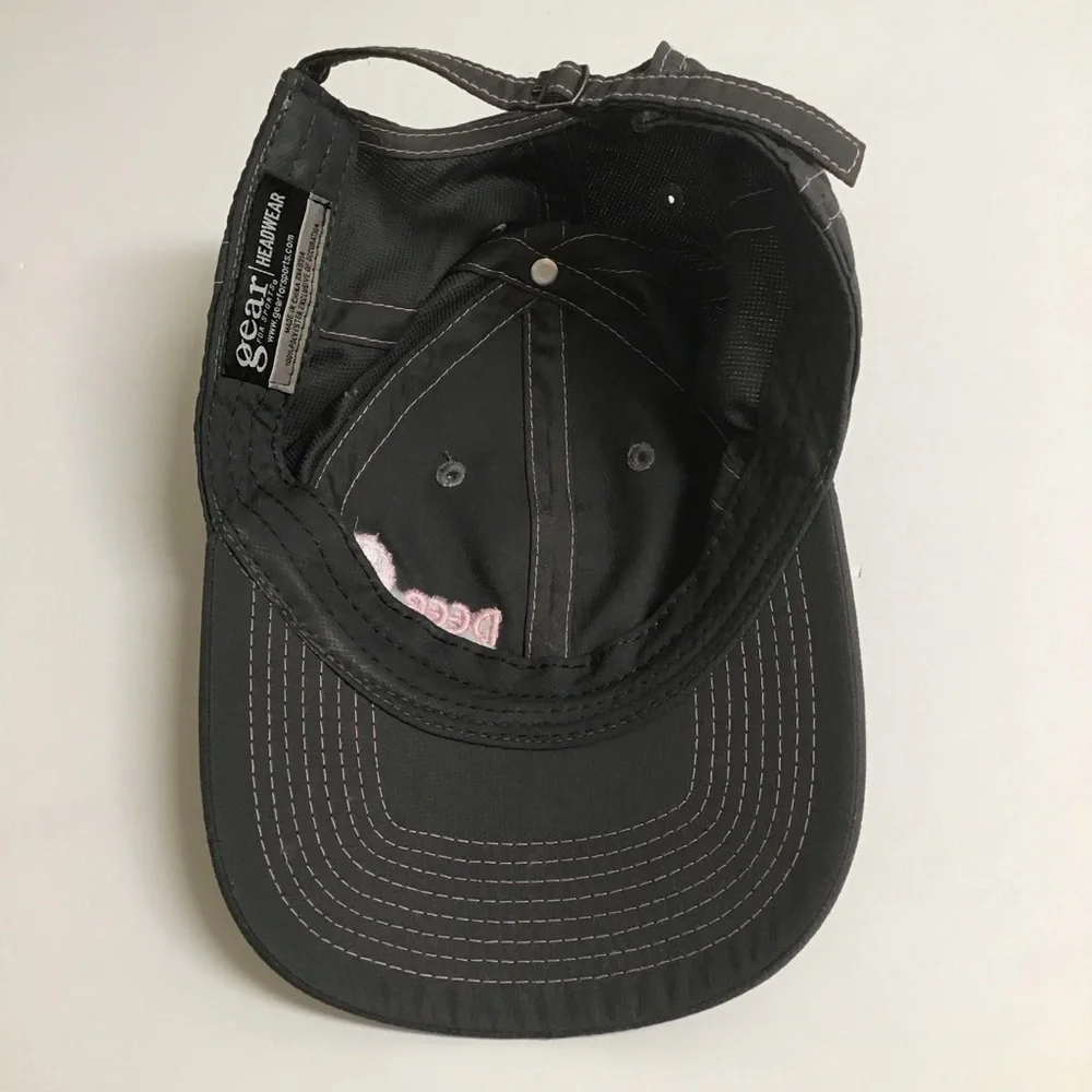 Deer Valley Ski Resort Hat Gear Cap Gray Pink Contrast Stitch Adjusts Vintage