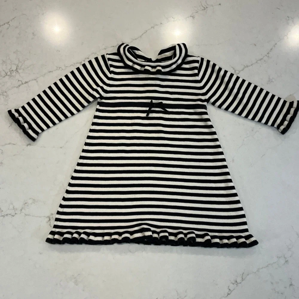 Gymboree Striped Cotton Sweater Dress Toddler Girls 18-24M Black‎ White 2003 Vtg
