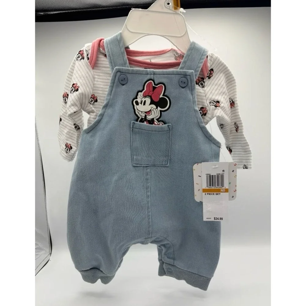 Infant girl size NB Disney Minnie Mouse two piece outfit. Long sleeve onesie und