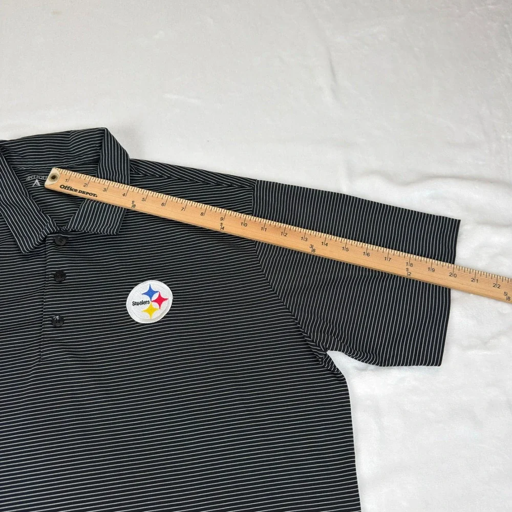 Antigua Pittsburgh Steelers Mens XL Polo Shirt Black White Striped Golf NFL