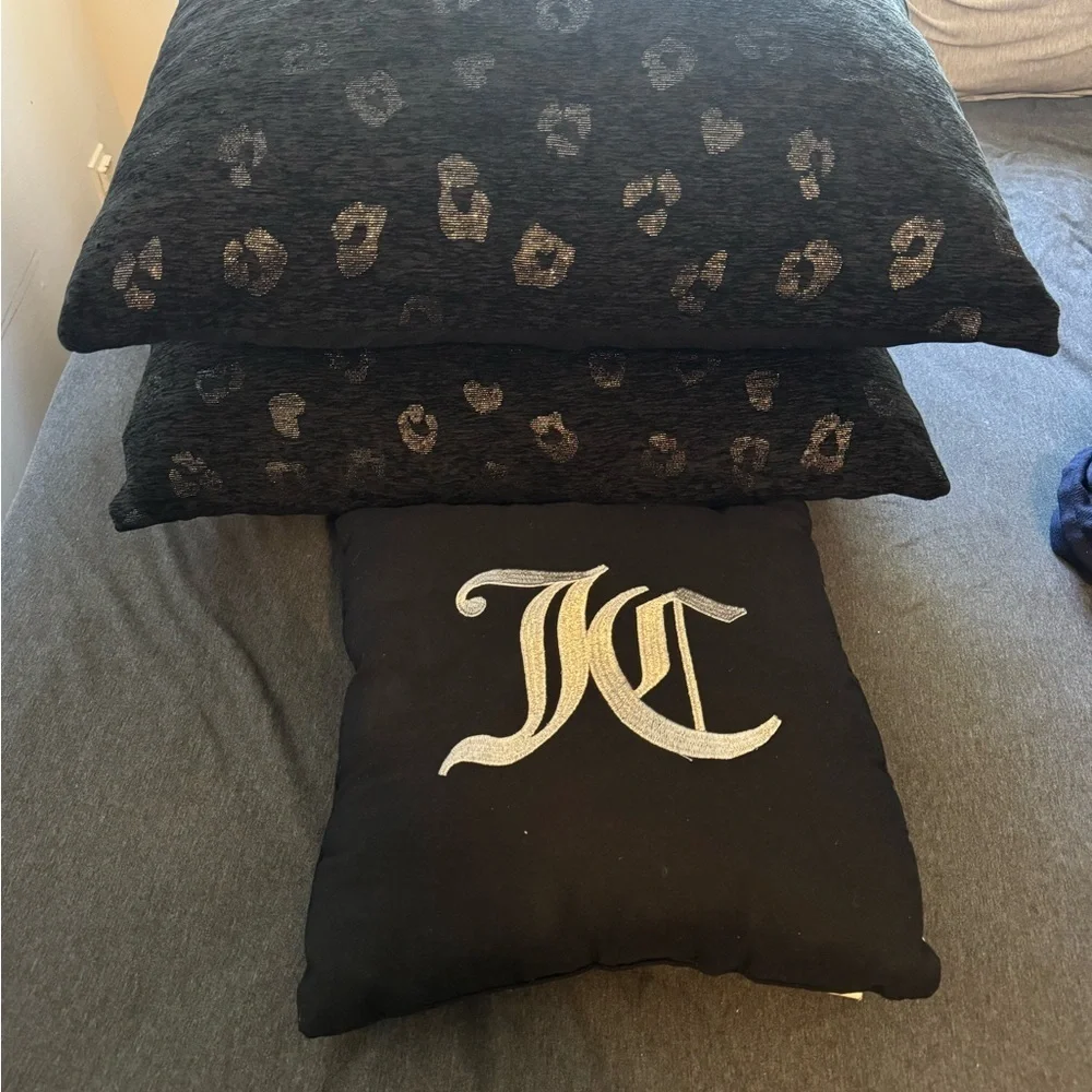 Juicy Couture Black and Gray Pillow Trio
