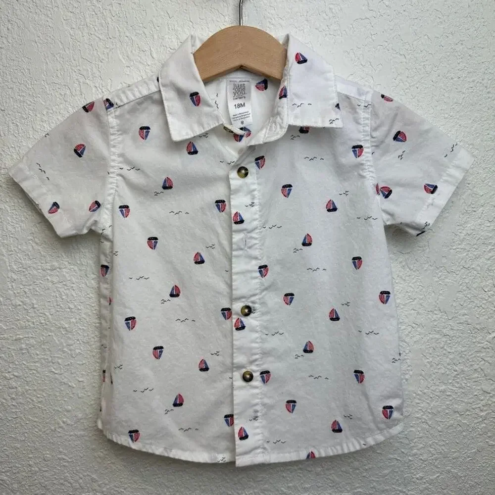 Carters's Set of 3 Short Sleeve Button Down Shirts Different Prints 18M