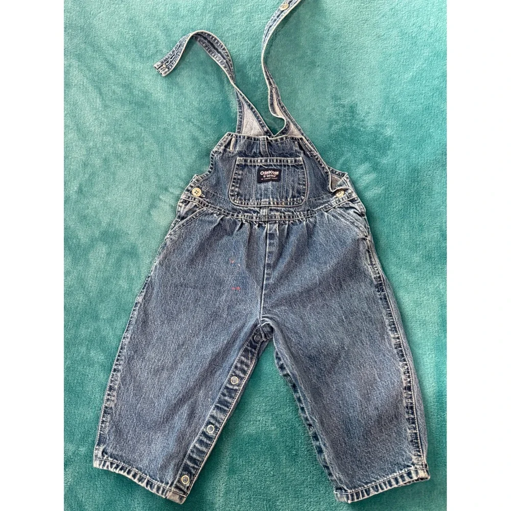 OshKosh B'gosh Vintage Denim Vestbak Overalls 18 Months‎ Medium Wash 802-0006