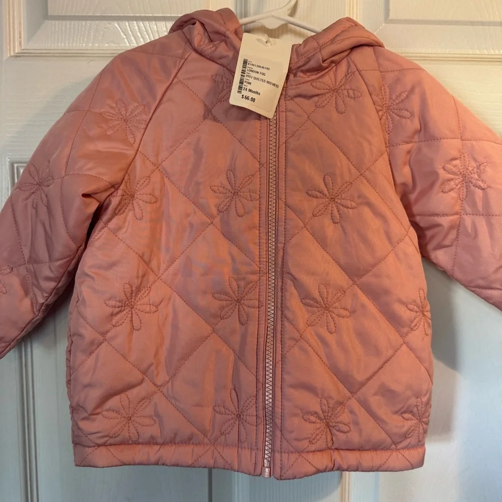 Carter’s Toddler Girls 24M Pink‎ Quilted Floral Hooded Jacket NWT