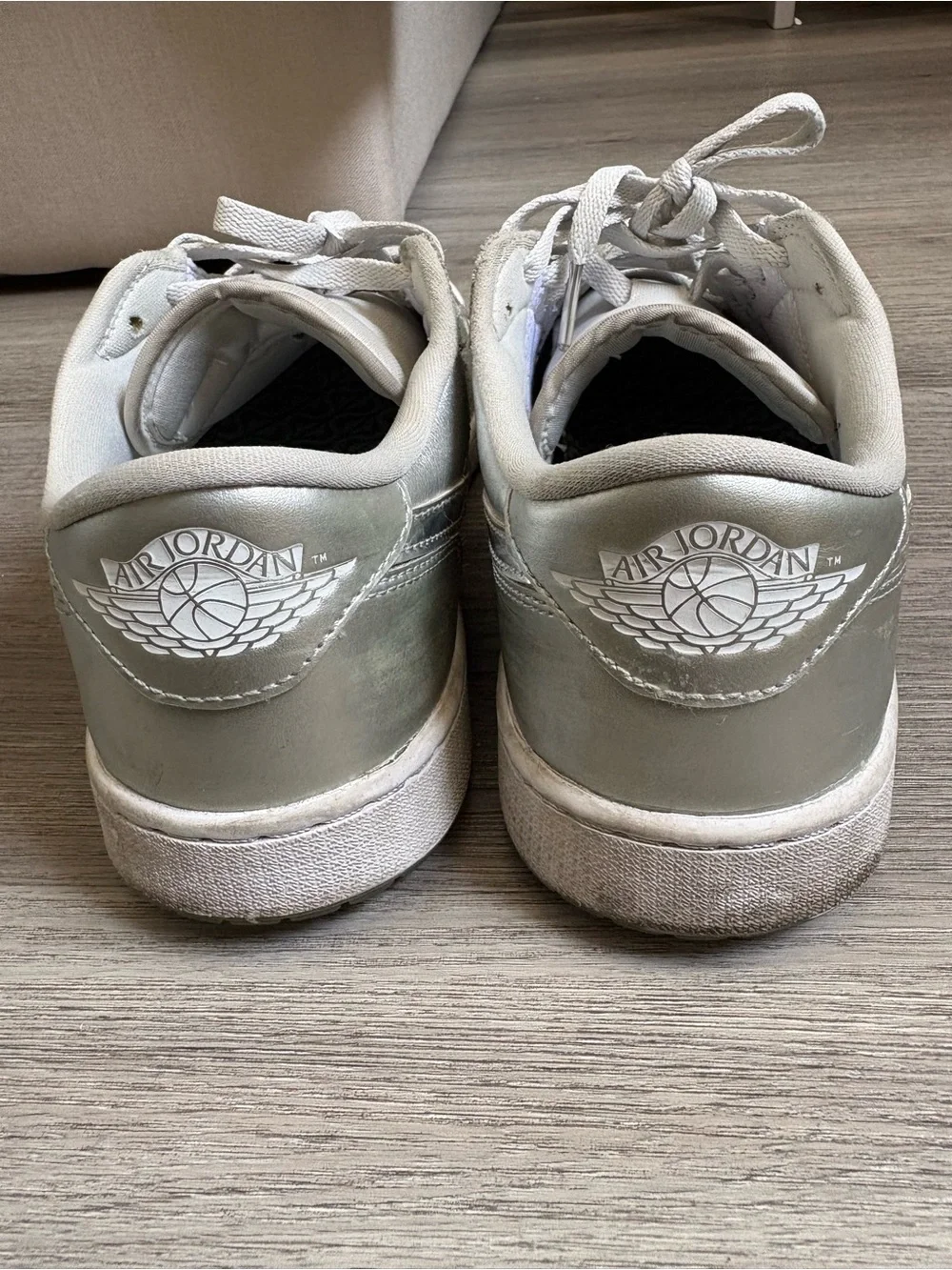 JORDAN GOLF Top Sneakers in Silver and White