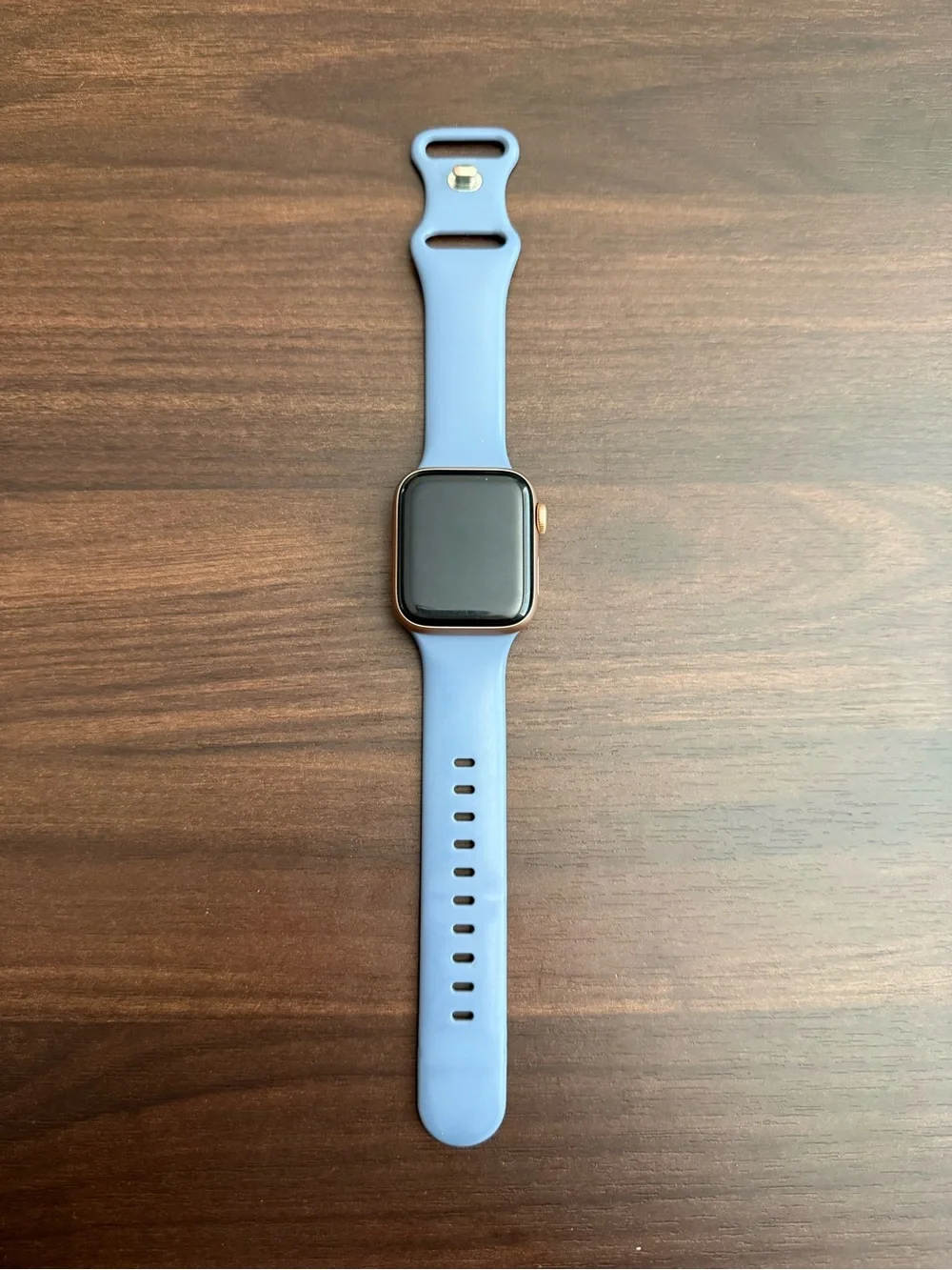 Blue Silicone Band Smartwatch with Gold-Tone Case