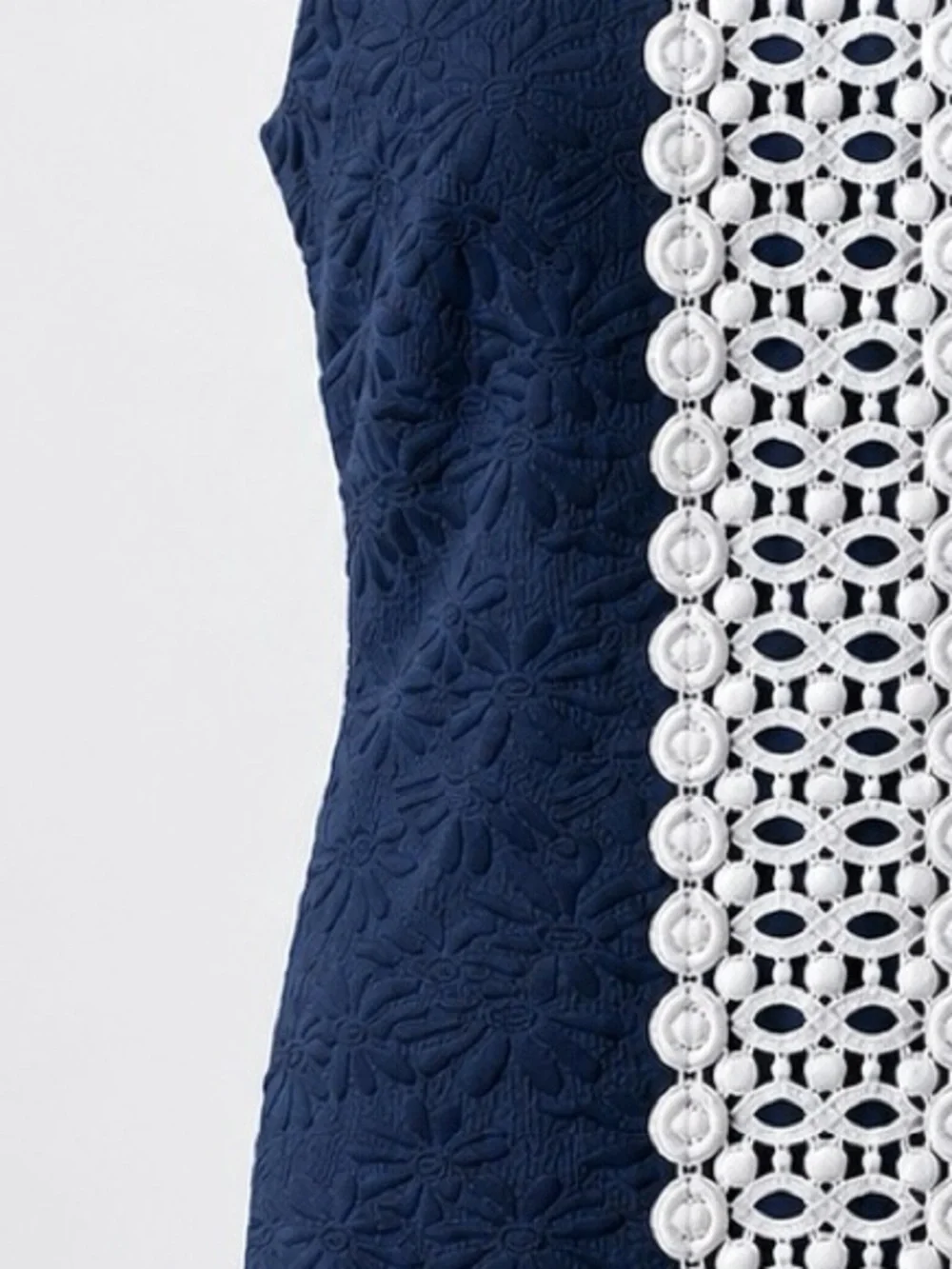 Michael Michael Kors Navy Floral Jacquard Lace Trim Sheath Dress Size 6