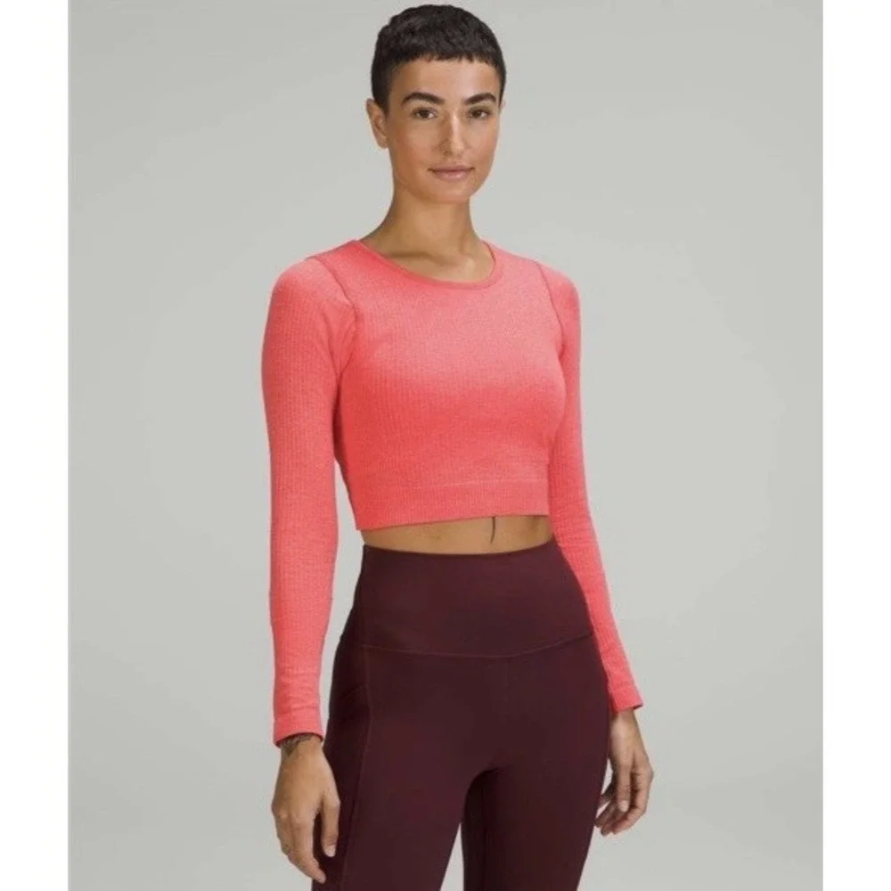 Lululemon Ebb‎ to Street Long Sleeve Shirt Pale Raspberry Size 8