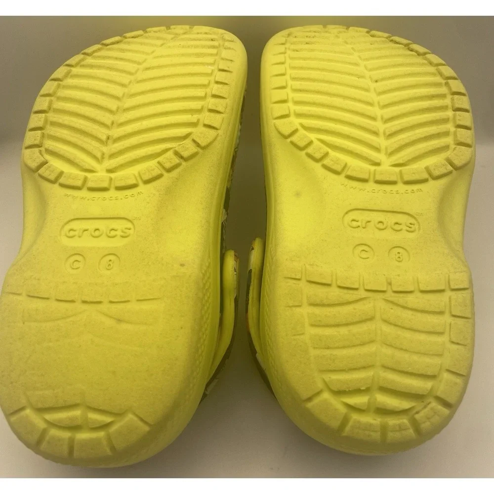 Disney Mickey Minnie Crocs Kids C8 Black Lime‎ Classic Clog Jibbitz Toddler